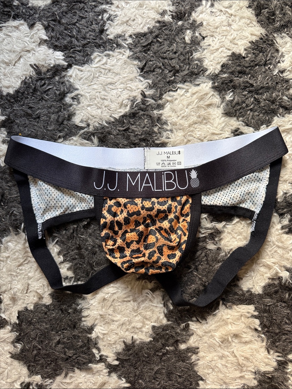 Leopard Print Mesh Boxer Brief Jockstrap - Black/Tan